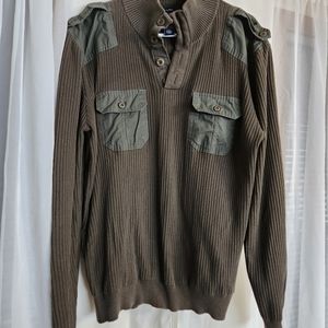 American Rag Green Utility Mock Neck Sweater